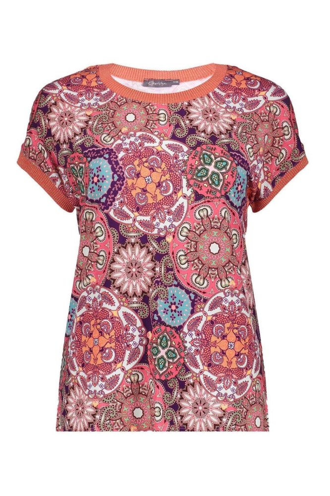 SARAH TOP MET PRINT 42053 60 Raspberry/Coral